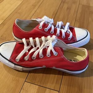 Converse Red Low-Top Canvas Sneakers with White Accents